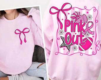 Preppy Football Pink Out Png, Coquette Breast Cancer Awareness png, Ribbon Cheer Football Mom Png, Girly Game Day Png, Tackle Cancer Png