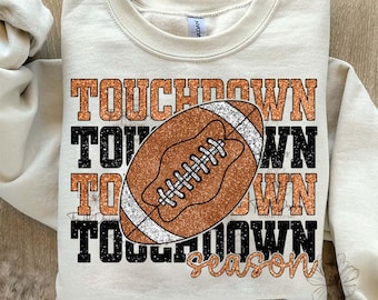 Touchdown Season Png, Football PNG, Distressed Football Png Shirt Design, Retro Football Png Sublimation Design Digital File Downloads