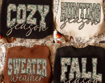 Cozy Season Camo Western PNG Bundle, Retro Country Camo Distressed Varsity, Cowboy Fall PNG, Camouflage Sweater Weather, Camo Pumpkin Season