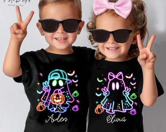Halloween Ghost Neon Png, Retro Halloween Neon Png, Halloween Girl And Boy Png, Spooky Season Png, Social Club Png, Trendy Halloween Png