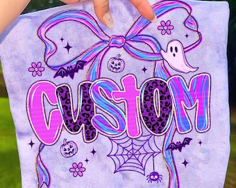 Aangepaste Spooky Pastel Preppy Halloween PNG, Cute Ghost Pumpkin Bat Bow, Girly Coquette herfstsublimatie, trendy esthetische clipart