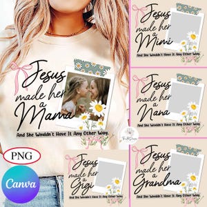 Puede incluir: Un diseño digital con fondo blanco, una cinta rosa y un marco floral. El texto dice "Jesús la hizo una mamá y ella no lo hubiera querido de otra manera".