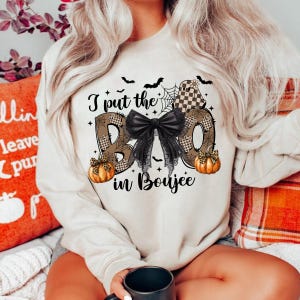 Puse el Boo en Boujee Ghost Png, Coquette Halloween PNG, Diseño de sublimación de fantasmas, Temporada espeluznante Png, Calabaza Png, Halloween Mama Png