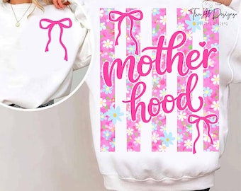 Striped Motherhood Preppy neon PNG, Trendy Ditsy Floral Mama Sublimation, Preppy daisyDesign, Gift for Mother's Day, Preppy Mom Shirt Design