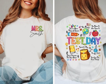 Journée d'examen école PNG, professeur PNG, conception de test scolaire, jolie chemise de professeur thermocollante, sublimation de la journée du test, retour à l'école PNG