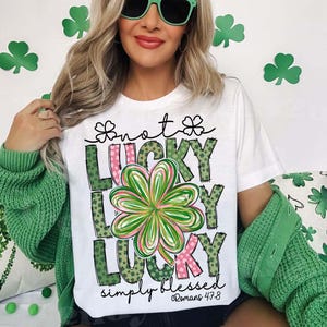 Not Lucky Simply Blessed St Patrick&#39;s Day Coquette Png, St Patricks day png, Lucky Clover, St Pattys day png, Retro St Patrick Day png
