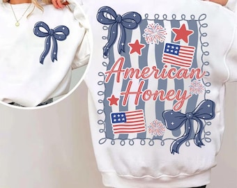 American Honey Coquette PNG, Preppy USA Girl Design, Vintage 4th of July Sublimation, Memorial Day Aesthetic, Land of the Free Clipart
