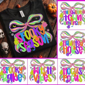 Retro Neon Halloween PNG Bundle: Spooky Witch & Ghost Designs (Digital Download)