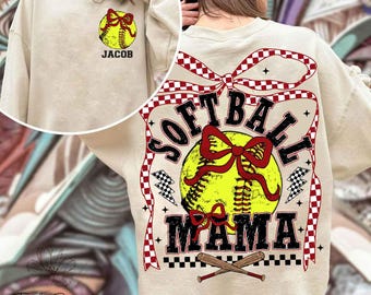 Retro Softball Mama Png Checkered, Softball Mama Png, Softball Coquette Bow Png, Softball Bow Png, Retro Softball Mama Png Sublimation