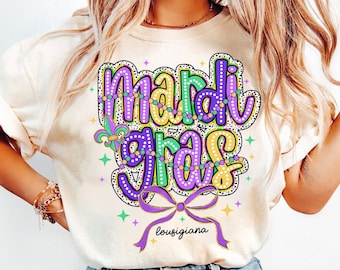 Mardi Gras Coquette Bow png, Happy Mardi Gras png, Fleur De Lis png, Dalmatian Dots png, Hand Drawn Mardi Gras Design, Sublimation Download