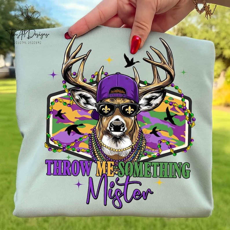 Mardi Gras Buck PNG, Deer Hunting Sublimation Art, Mardi Gras Design, Colorful Hunting Festival Clipart, Mardi Gras Deer PNG Download