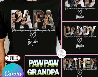 Custom Dad Photo Canva Template, Personalized Photo Png, Custom Design Your Own with Text And Picture, Fathers Day Gift for Dad (Canva Pro)