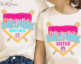 Ballpark Sister/Brother Png, Little Sister Baseball Png, Dripping Baseball Png, Game Day Png, Baseball Lover Tee, Biggest Fan Png