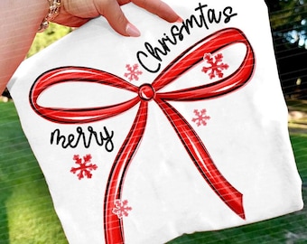 Christmas Bow PNG: Coquette Preppy Design (Digital Download 14in