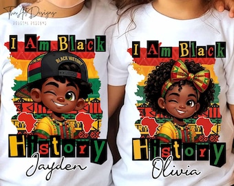 Soy historia negra, chica negra png, soy historia negra, chico/chica negro Juneteenth png, historia negra png, niños BHM png, sublimación de camisetas BLM