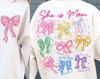 She is Mom Coquette Png, Christian Mama Png, Boho Floral Mama Png, Mom Png, Mother’s Day Gift Png, Wildflower Mama Png, Bible Verses Png
