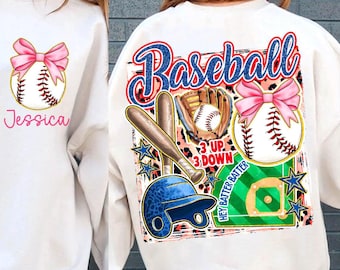 Baseball Preppy Png, Front Back Png Hand Drawn Baseball Png, Boujee Fun Baseball Png, Preppy Baseball Png, Baseball Png