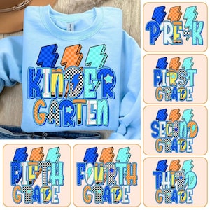 Retro Back to School Boys PNG Bundle, Kindergarten Kid Design, First Day Shirt PNG, Pre-K to Fourth Grade Png, School Boy Sublimation File