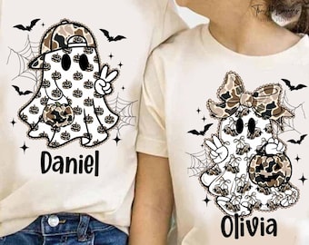 Fantasma de Halloween personalizado PNG, Temporada espeluznante PNG, Halloween para niño y niña PNG, Gorra de béisbol, Lazo, Dibujado a mano, Cerezas de calabaza, Camuflaje