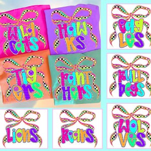 Sport Mascot Preppy PNG Bundle, Neon Mascot PNG, Eagles, Lions, Wildcats PNG, Preppy Mascot Clipart, School Spirit Mascot Bundle