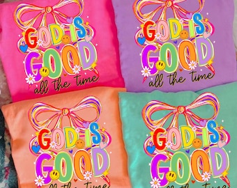 Preppy God is Good all the time Glitter Doodle PNG, Religious PNG, Trendy Png, Neon Smiley Png, Millennial Png, Hand Lettered Png