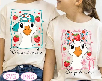 Sommergans, Mama Gans Png, süße Erdbeergans Png, Coquette Goose Erdbeere Png, Sommer, Muttertag Gans Mama Shirt Design Download