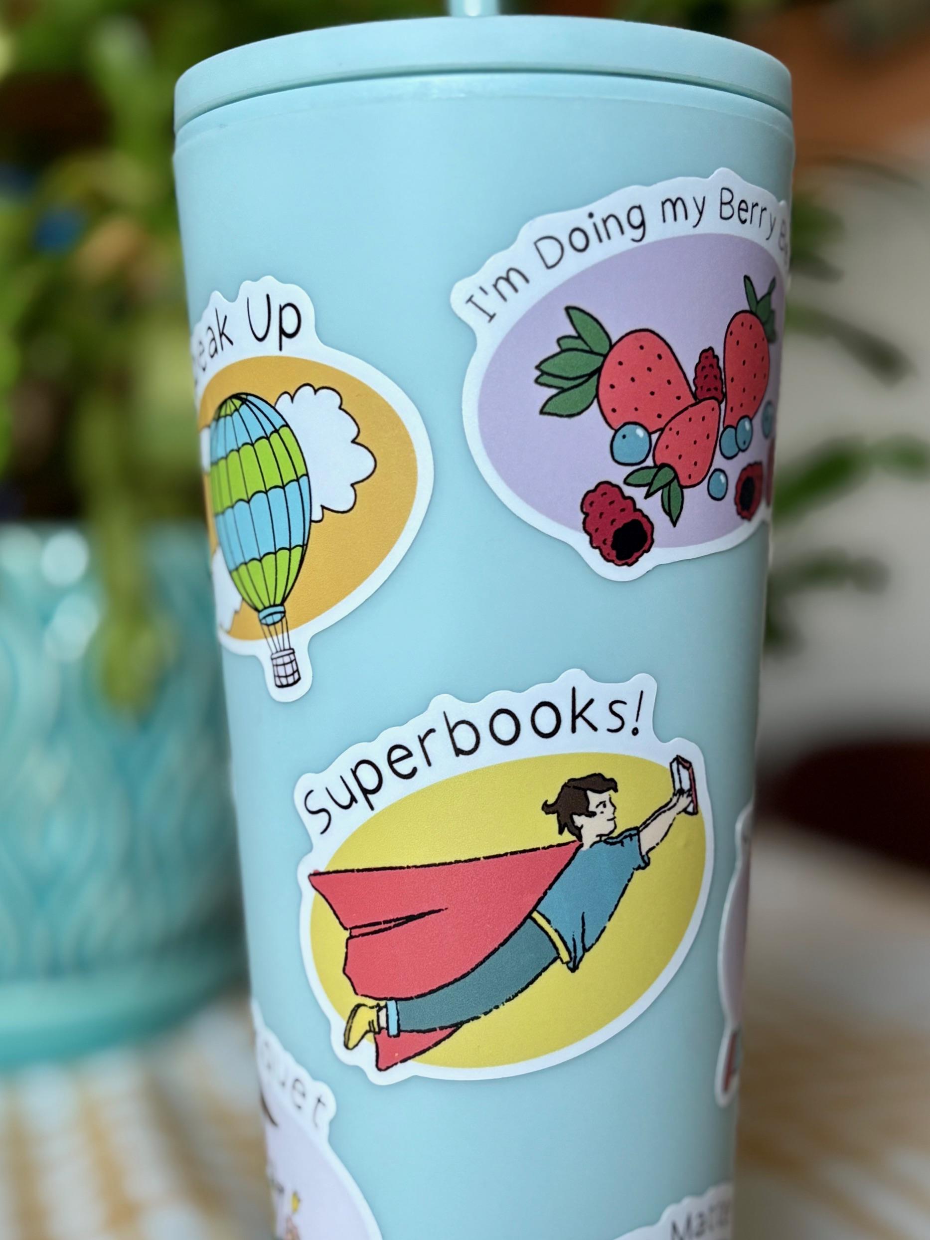 Superbook Character Sticker Hand Drawn Superhero Book Sticker - Waterproof Vinyl Decal - Etsy