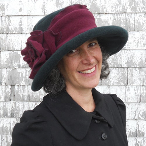 Edwardian Suffragette Hat Wide Brim Fleece Winter Hat | Etsy