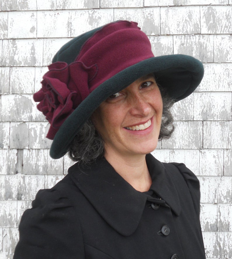 Edwardian Suffragette Hat Wide Brim Fleece Winter Hat Etsy