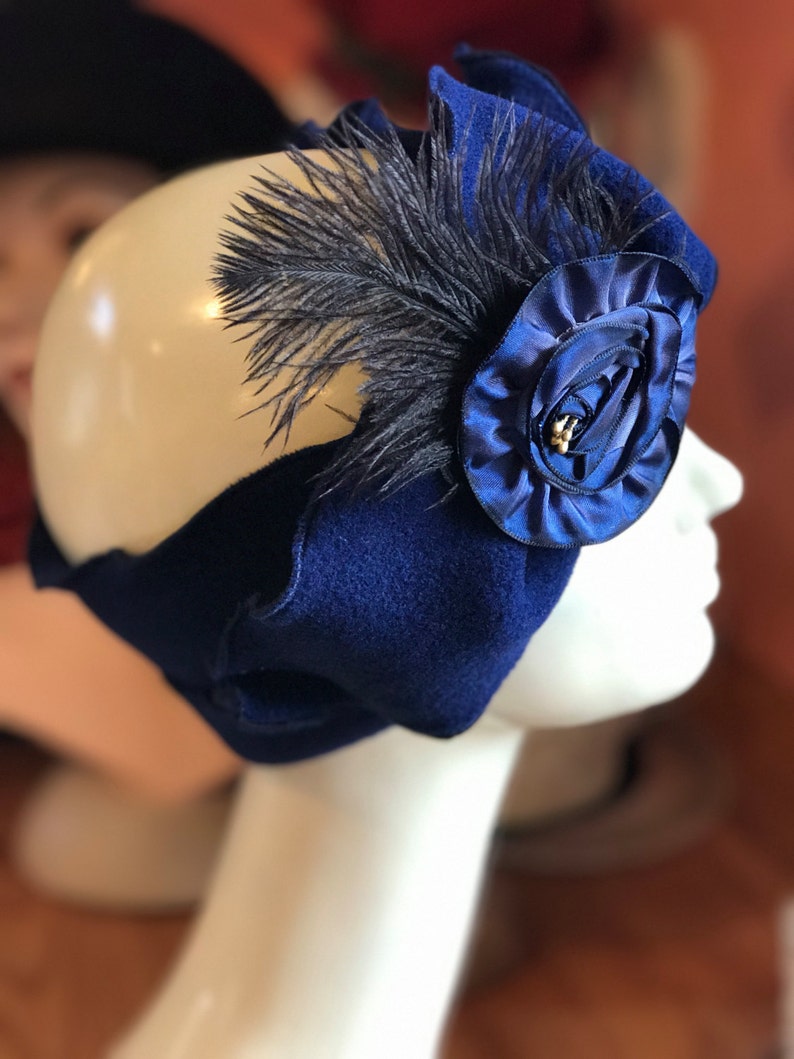 Flapper Fleece Headband Madeline Navy Blue | Etsy