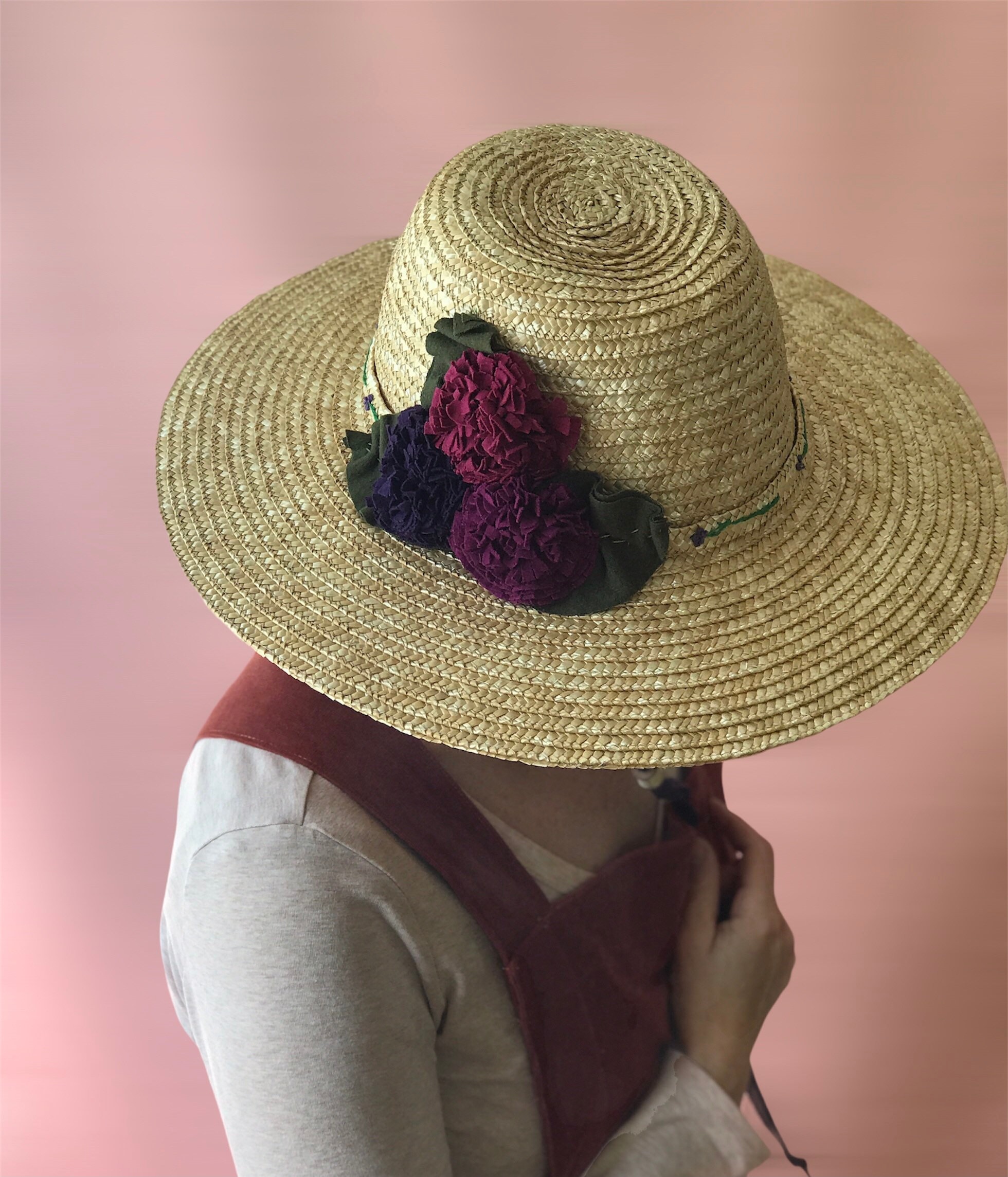 Gardening Hat Handmade Wide Brim Wheat 
