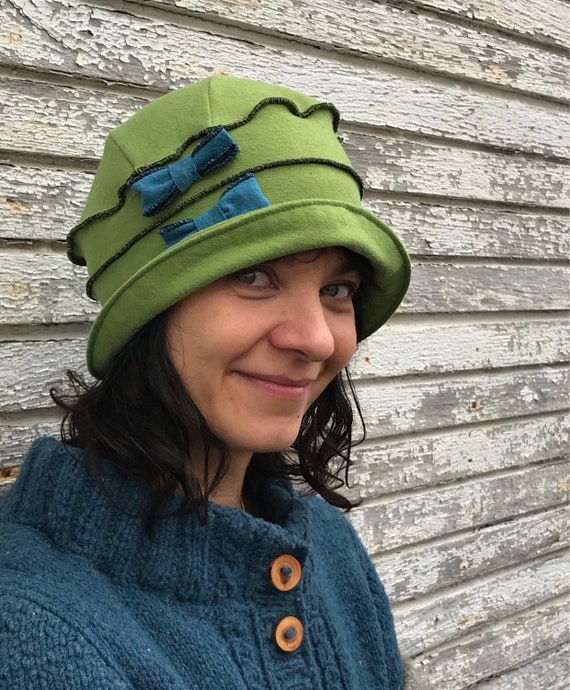 Flapper Cloche Hat- Organic Jersey - Avocado- Emma Rose
