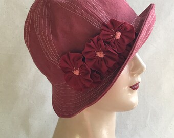 Canvas Cloche Hat- Flapper Style - Miss Fisher Inspired- Terracotta