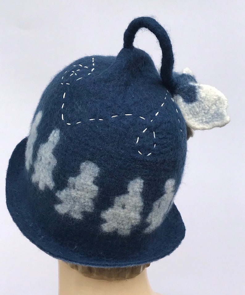 Size Medium Hand felted Merino wool cloche Hat Paper dolls