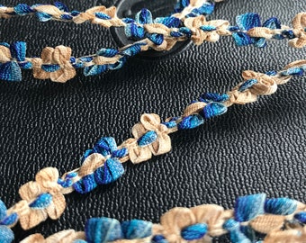 Vintage Rococo Flower Trim Ribbon- 18", 45 cm - Made in France- Blue