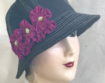 Canvas Cloche Hat- Flapper Style - Miss Fisher Inspired- Charcoal