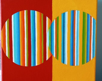 Geometric Abstraction no.5 Original Canvas Circle Painting Red Yellow