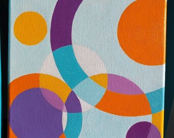 Geometric Abstraction no. 2 Original Canvas Painting Circles Purple