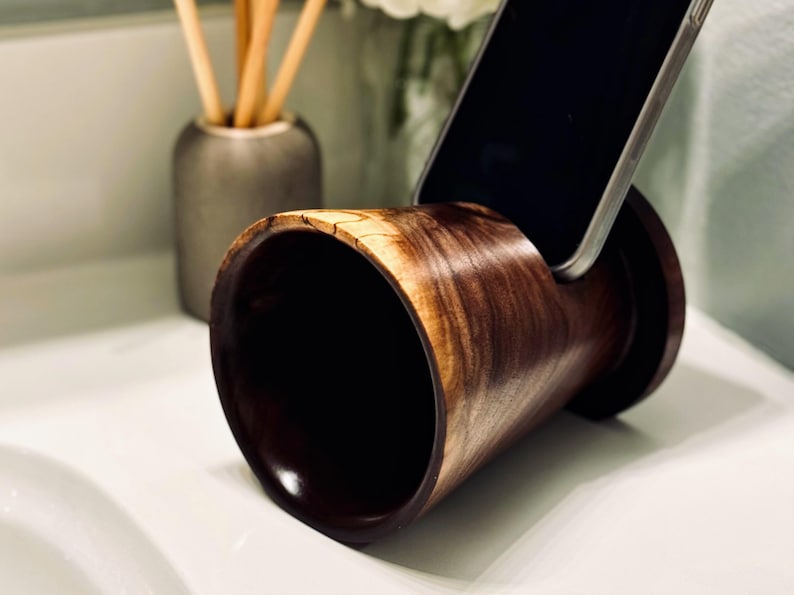 Phone Speaker Stand - Handmade Black Walnut- Made in USA