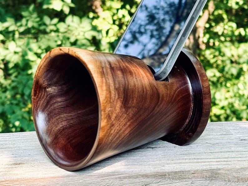 Phone Speaker Stand - Handmade Black Walnut- Made in USA