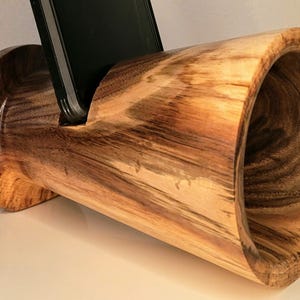 Black Walnut Phone Speaker Stand - Handmade in USA -Passive Sound Amplification