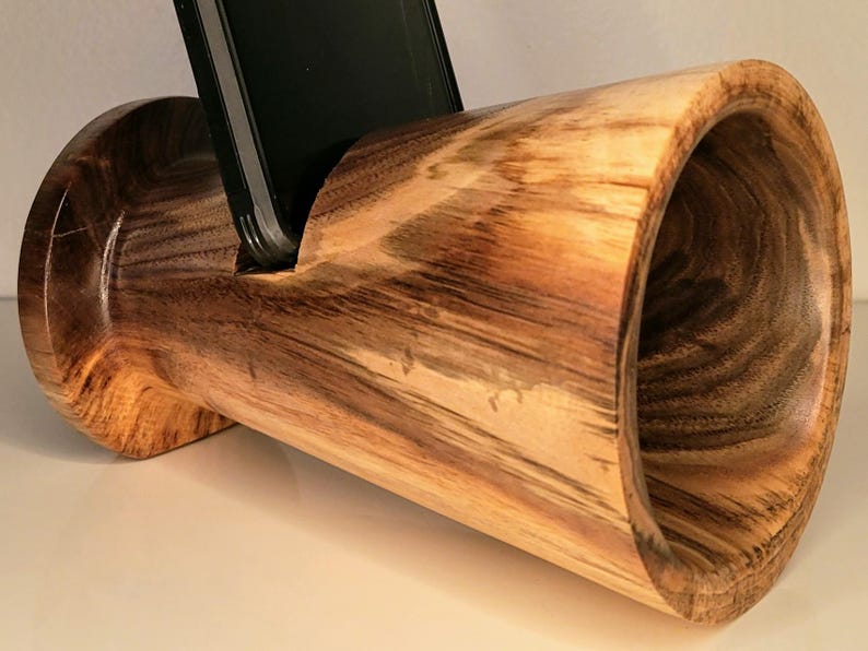 Black Walnut Phone Speaker Stand - Handmade in USA -Passive Sound Amplification