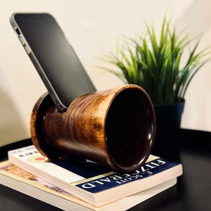 Wood Phone Speaker Stand - Handmade Black Walnut- Made in USA
