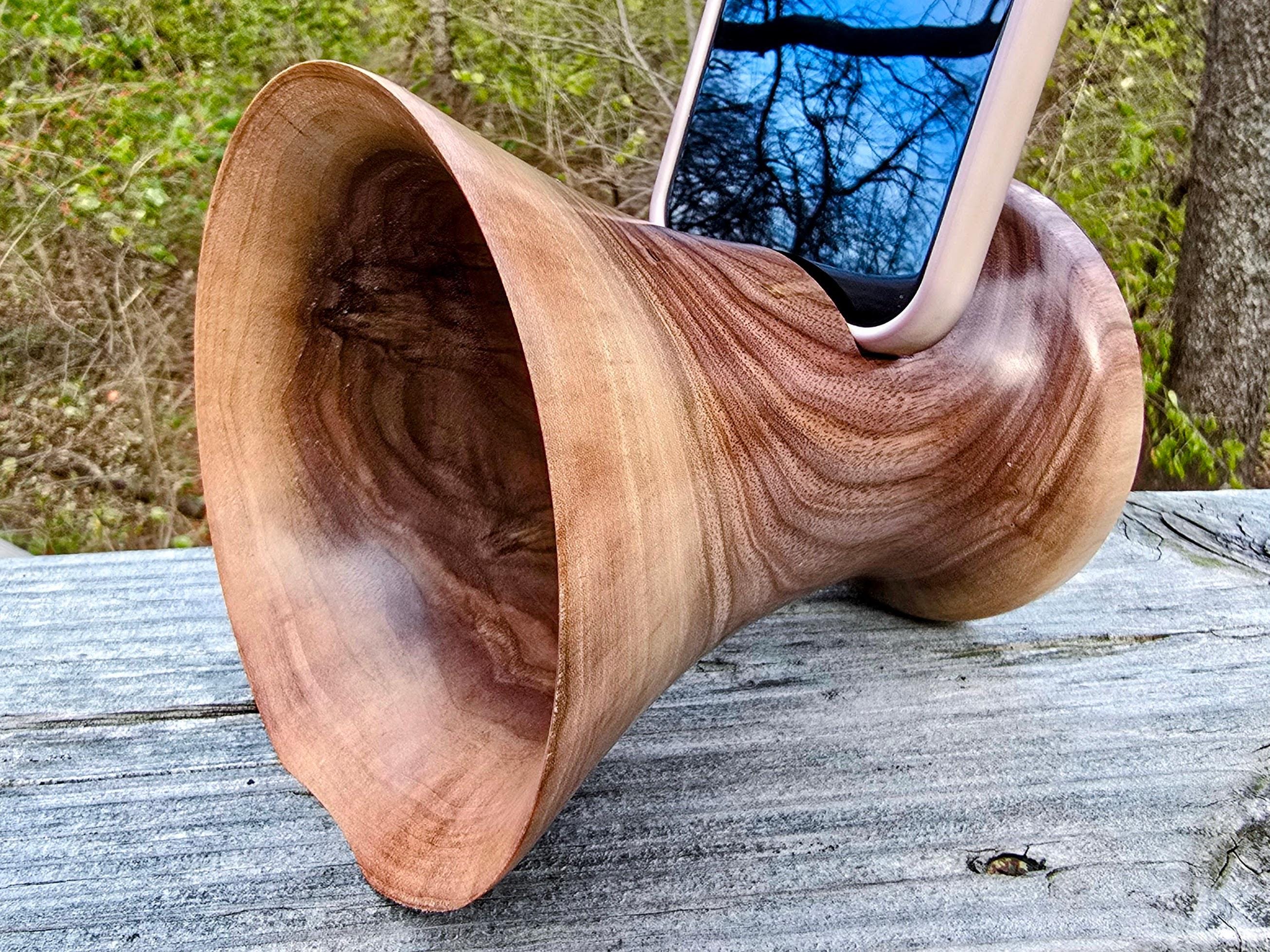 Handmade Black Walnut Phone Speaker Stand: Acoustic Amplifier