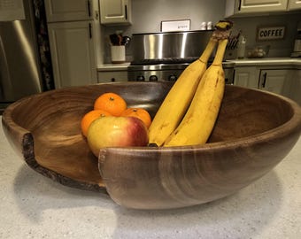 Handmade Black Walnut Fruit Bowl: Salvaged Crotch Wood, Food Safe