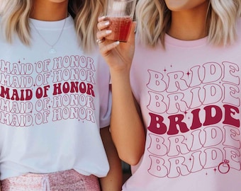 Bride & Bridesmaid T-Shirt, Bachelorette Party Wedding Shirt