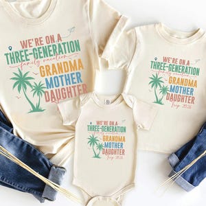 Chemise grand-mère, fille, voyage : t-shirt assorti pour les vacances en famille, trois chemises pour les vacances de 2026