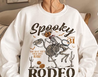 Camiseta fantasma de rodeo espeluznante: divertida camiseta de Halloween del oeste