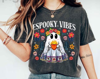 Mexican Ghost Halloween Shirt: Espooky Vibes Latina Retro Tee