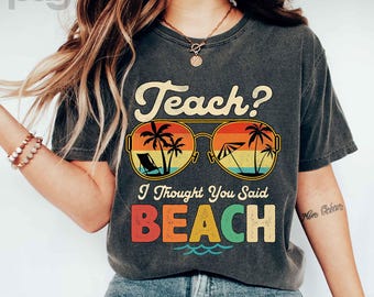 Funny Teacher Summer Vacation T-Shirt: Retro Beach Design
